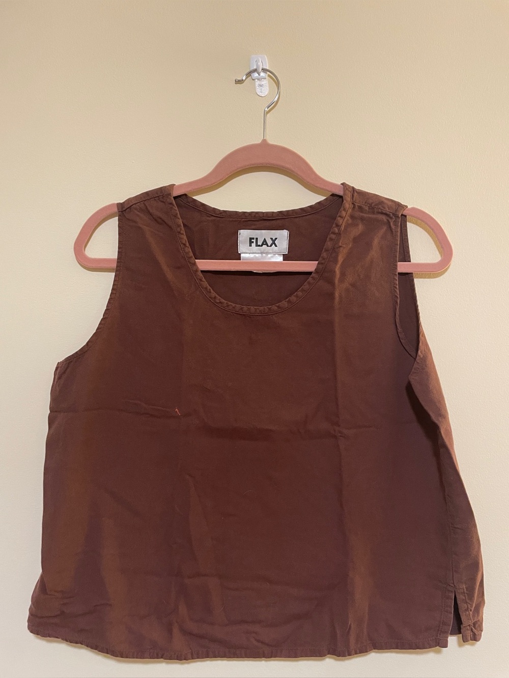 Flax Brown Sleeveless Linen-Blend Tank